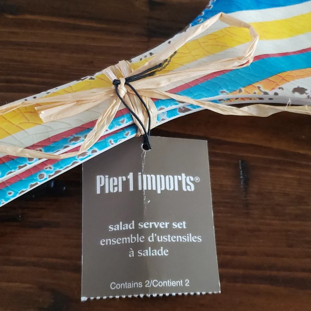 Pier 1 Imports Striped Salad Server Set